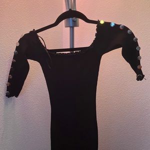 Black elastic material dress